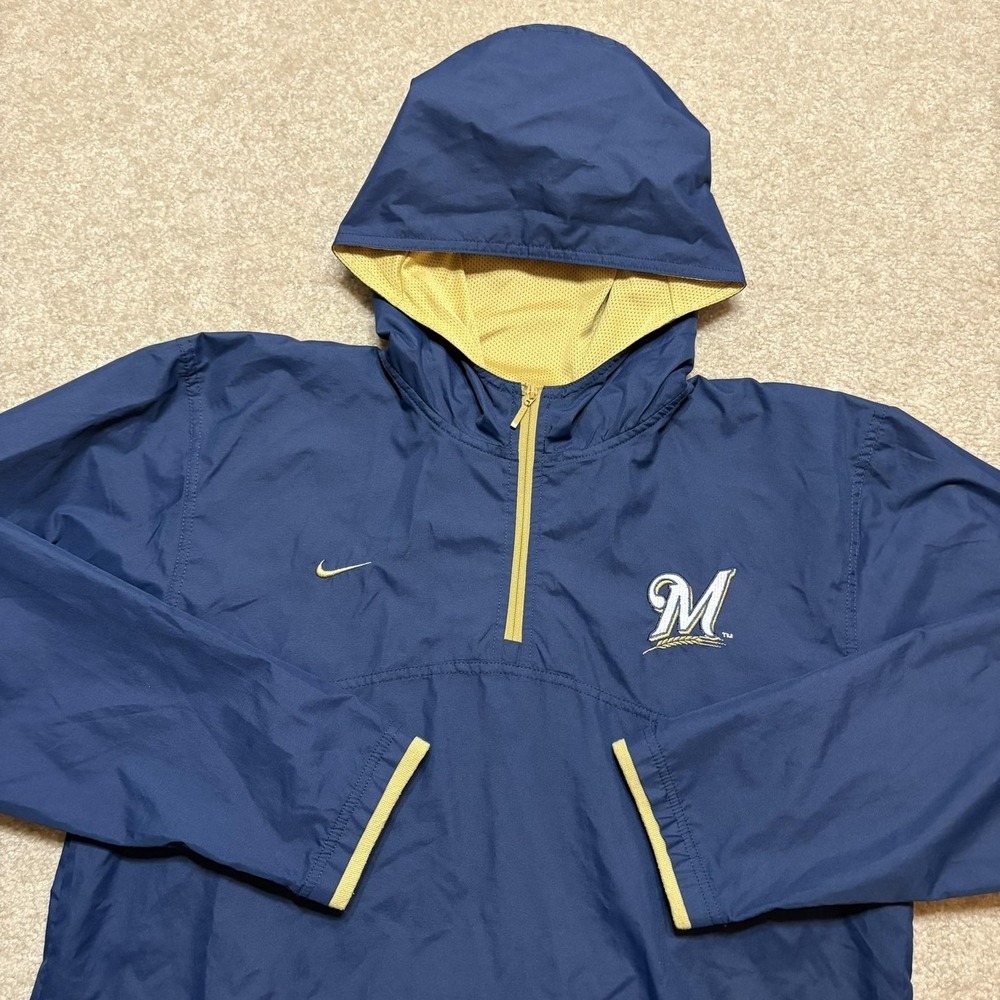 Vtg Nike Milwaukee Brewers Windbreaker Jacket Womens Large MLB Baseball Pullover